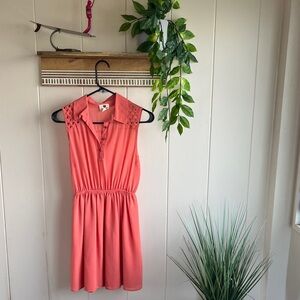 One Clothing Coral Mini Dress with Lace